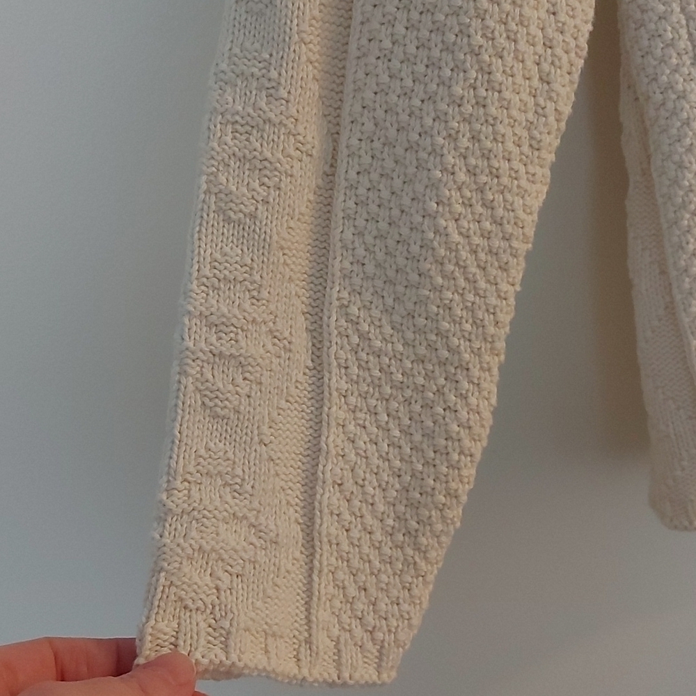 Vintage Binghamton Knitting Co. Aran Knit Hooded Sweater Oversized 100% Cotton - Picture 6 of 6